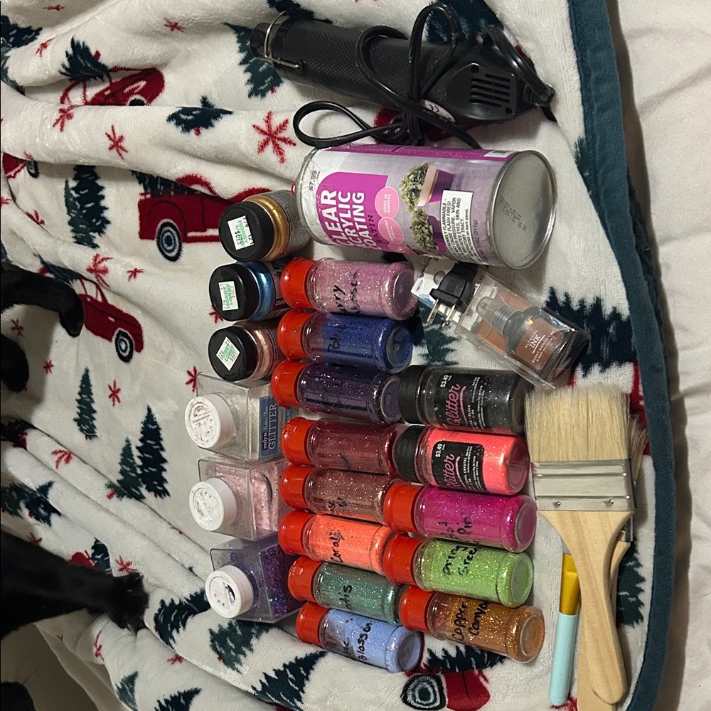 Assorted Glitter and Craft Supplies